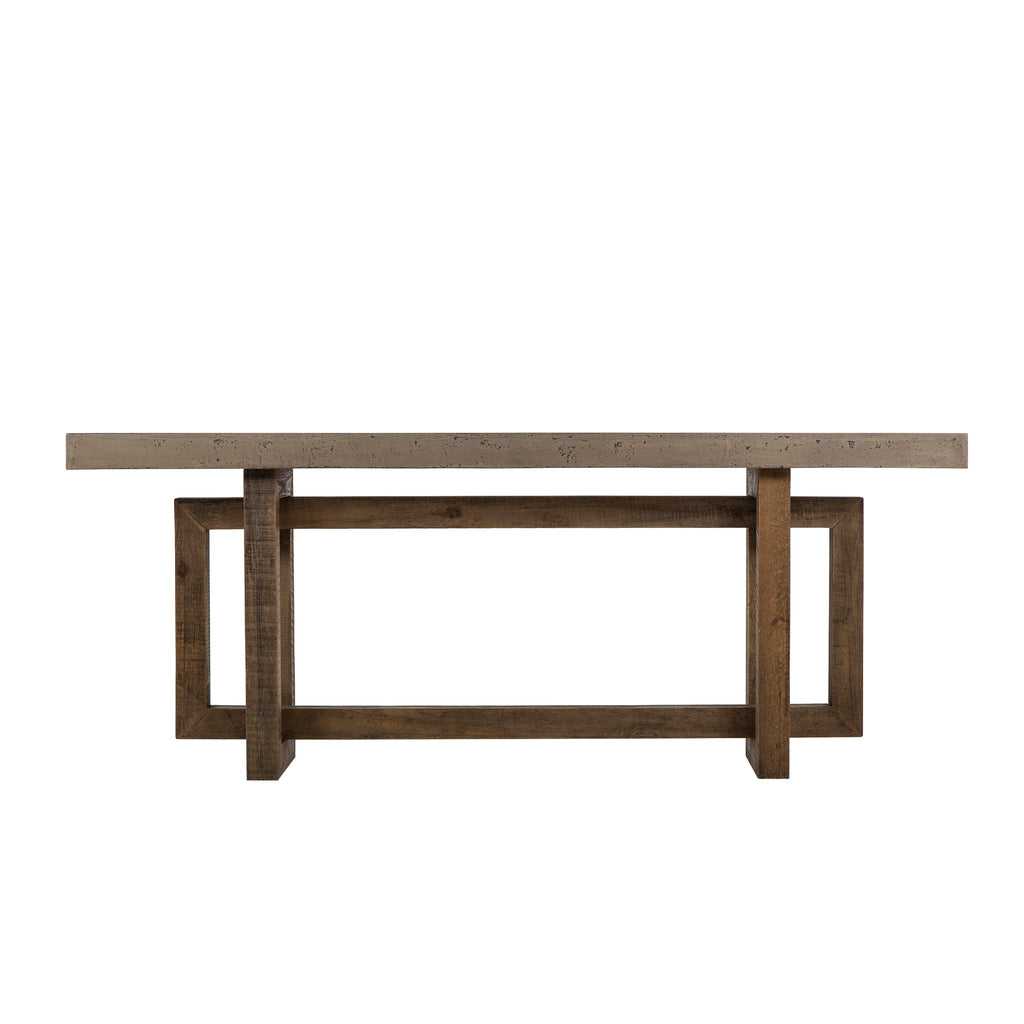  Modern dining table in a grey and pewter finish, measuring 72" W x 36" D x 30" H, offering a sleek and spacious design for dining spaces, Front View.