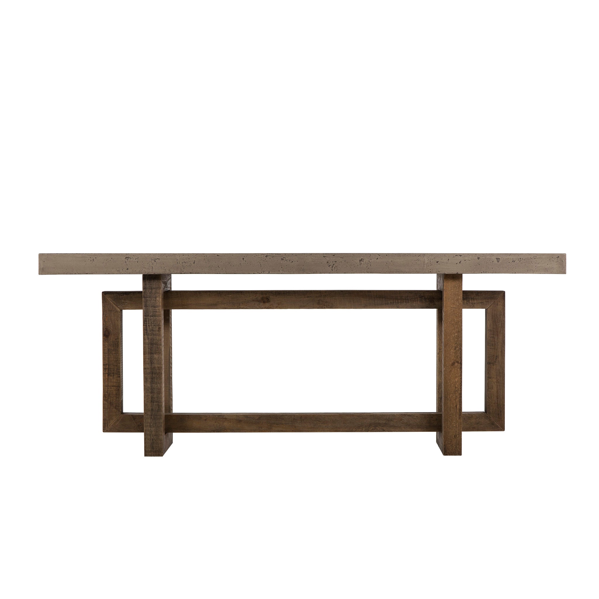  Modern dining table in a grey and pewter finish, measuring 72" W x 36" D x 30" H, offering a sleek and spacious design for dining spaces, Front View.
