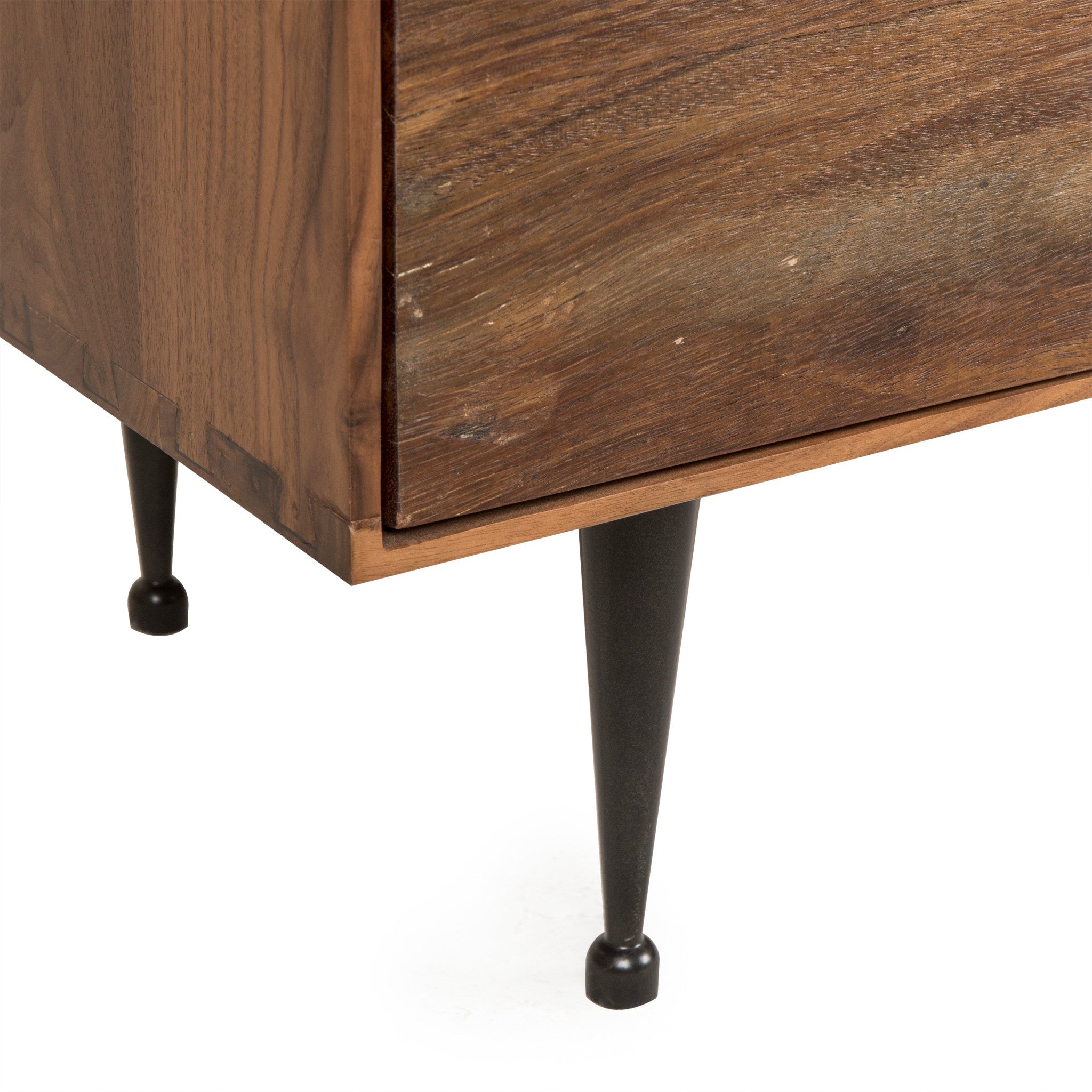 Modern wooden dresser with six spacious drawers and sleek metal handles, offering ample storage and a contemporary touch to any bedroom, Detail View 3.