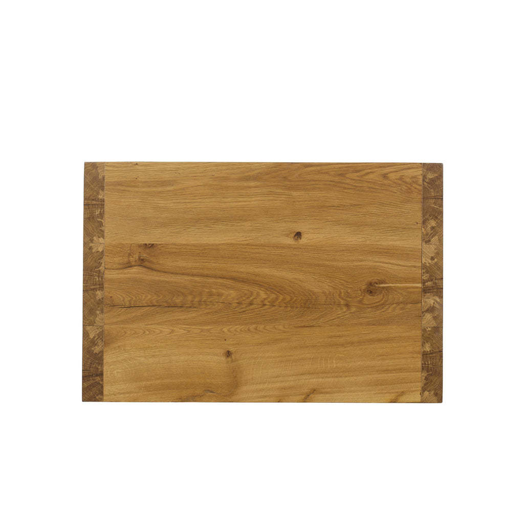 Rustic two-drawer wooden nightstand with a natural wood grain finish, offering a functional and charming storage solution for any bedroom, Top View.