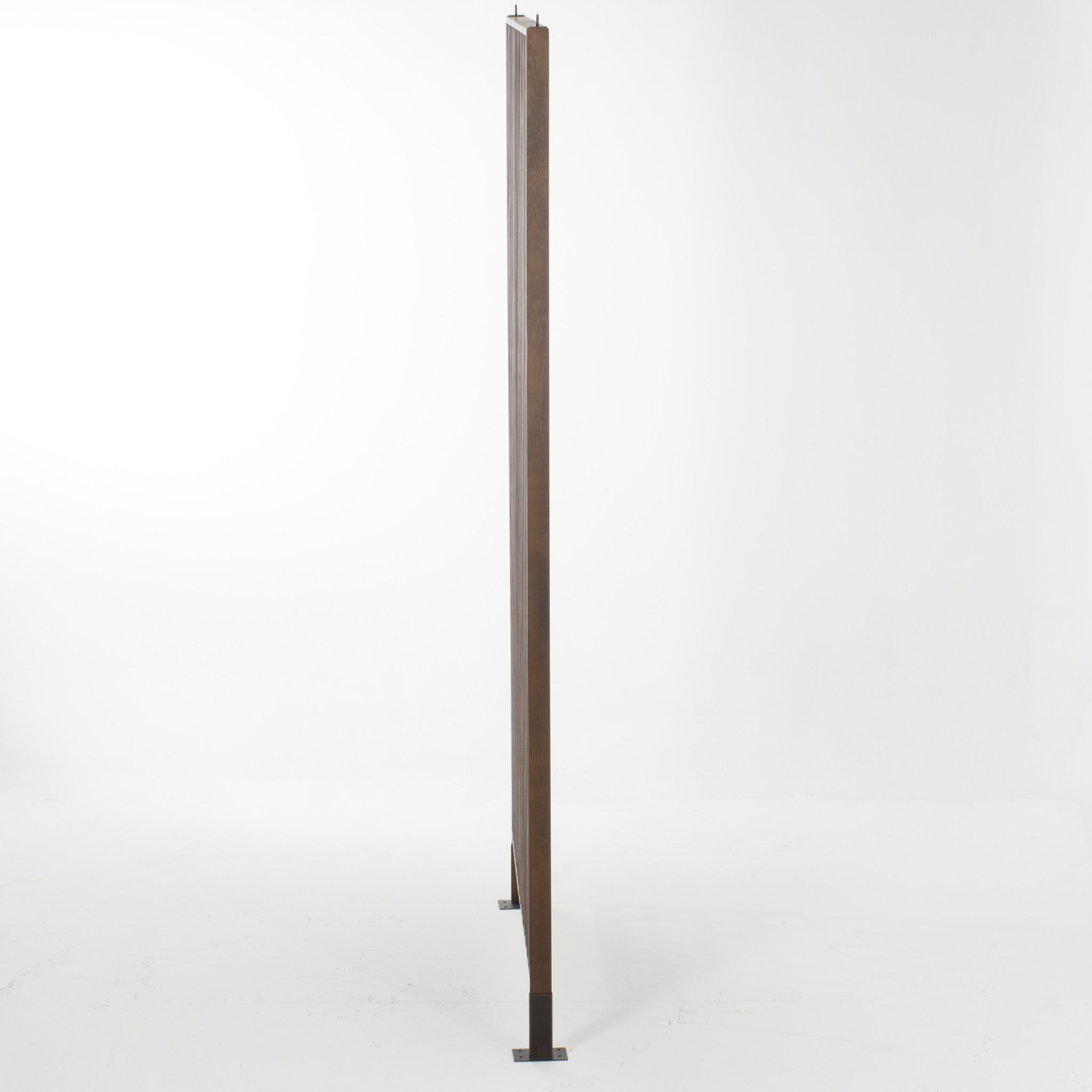 Large metal trellis with a minimalist grid design, measuring 60" W x 6" D x 111.5" H, providing a modern and functional addition to garden or patio decor, Side View.