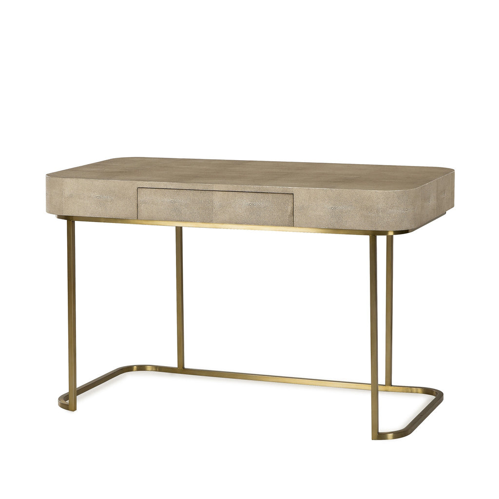 Cream Faux Shagreen / Satin Brass