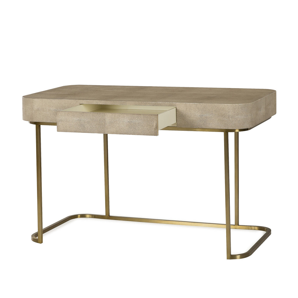 Cream Faux Shagreen / Satin Brass
