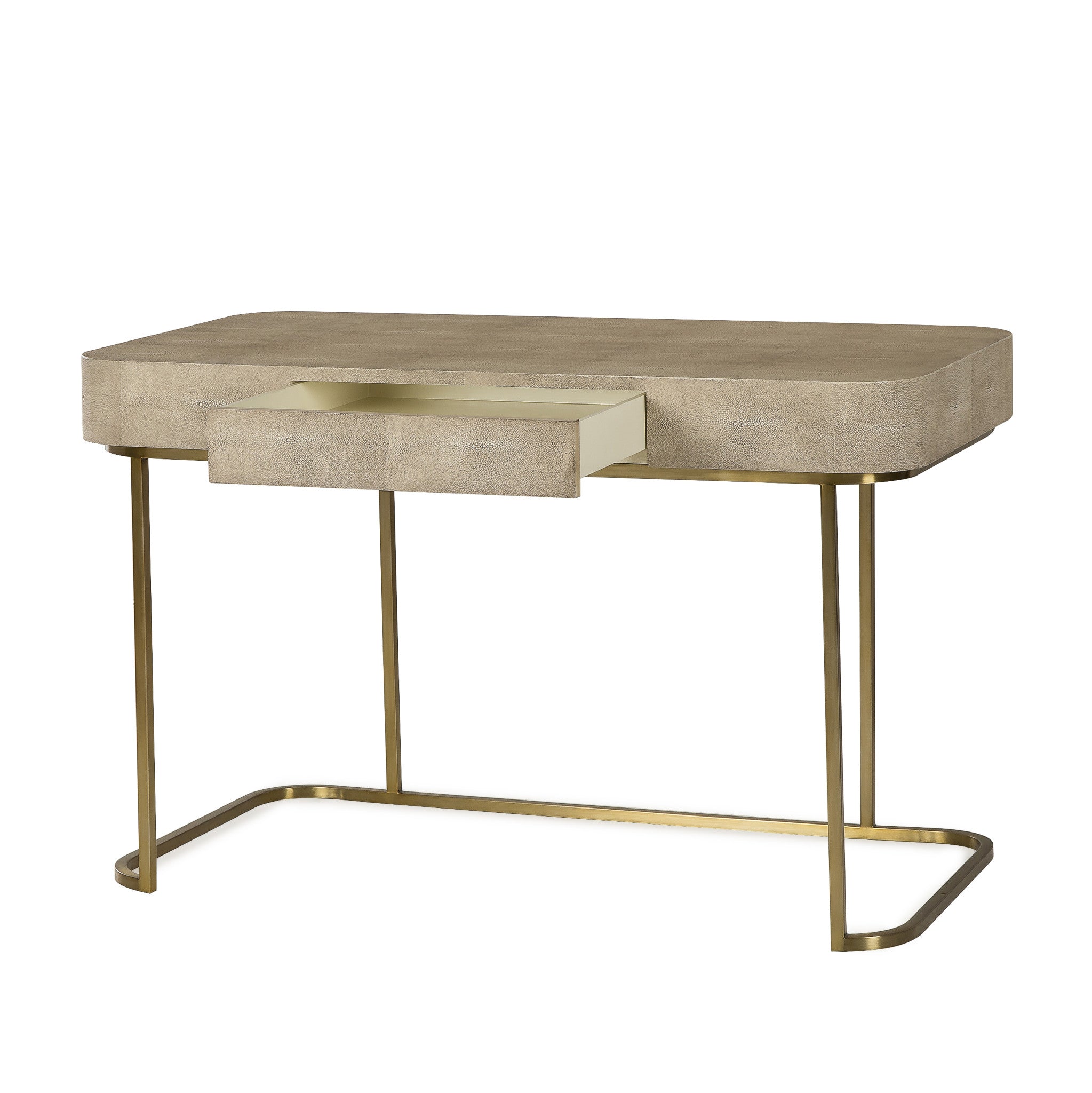 Cream Faux Shagreen / Satin Brass