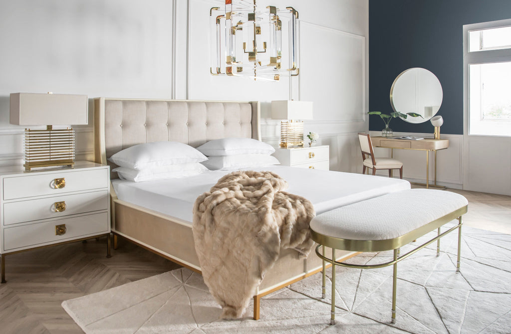 Cream Faux Shagreen / Satin Brass