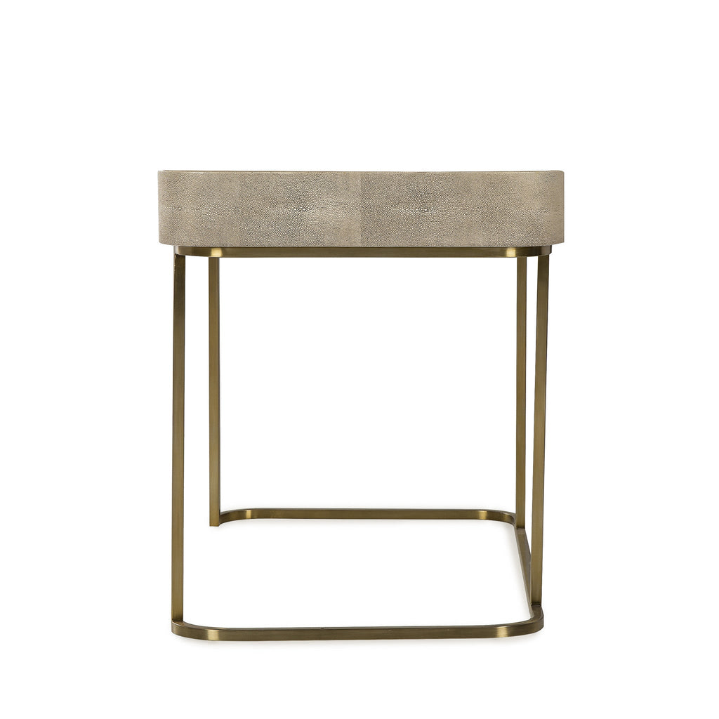 Cream Faux Shagreen / Satin Brass