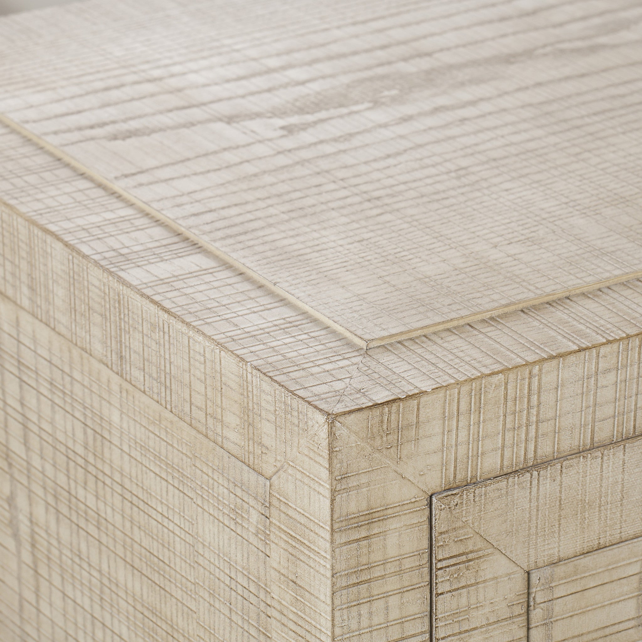 Natural wood cabinet with four doors and brass handles, offering a functional storage solution and a rustic charm for modern interiors, Detail View 3.