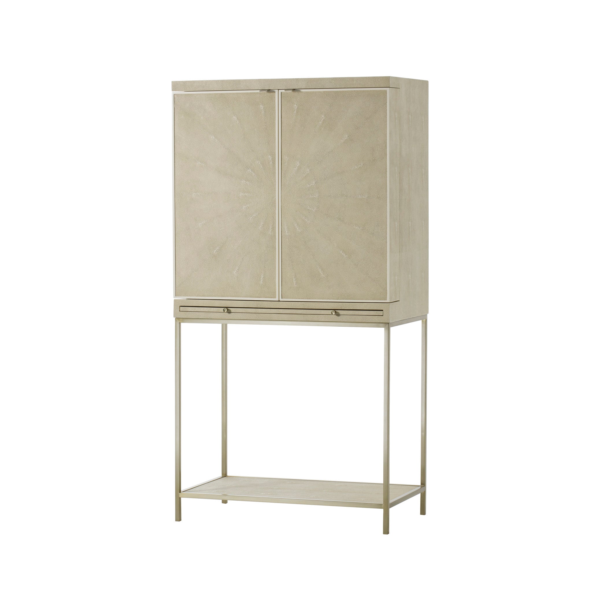 Ivory Faux Shagreen / Brushed Brass / With Light