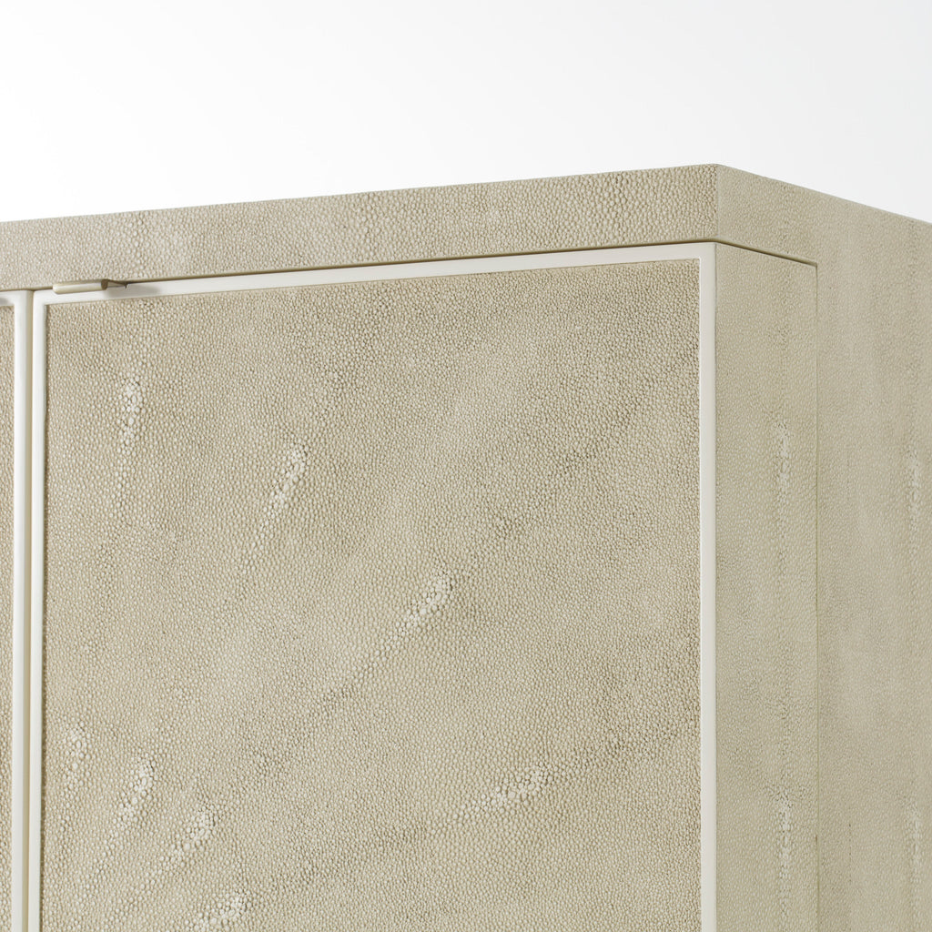 Ivory Faux Shagreen / Brushed Brass / With Light