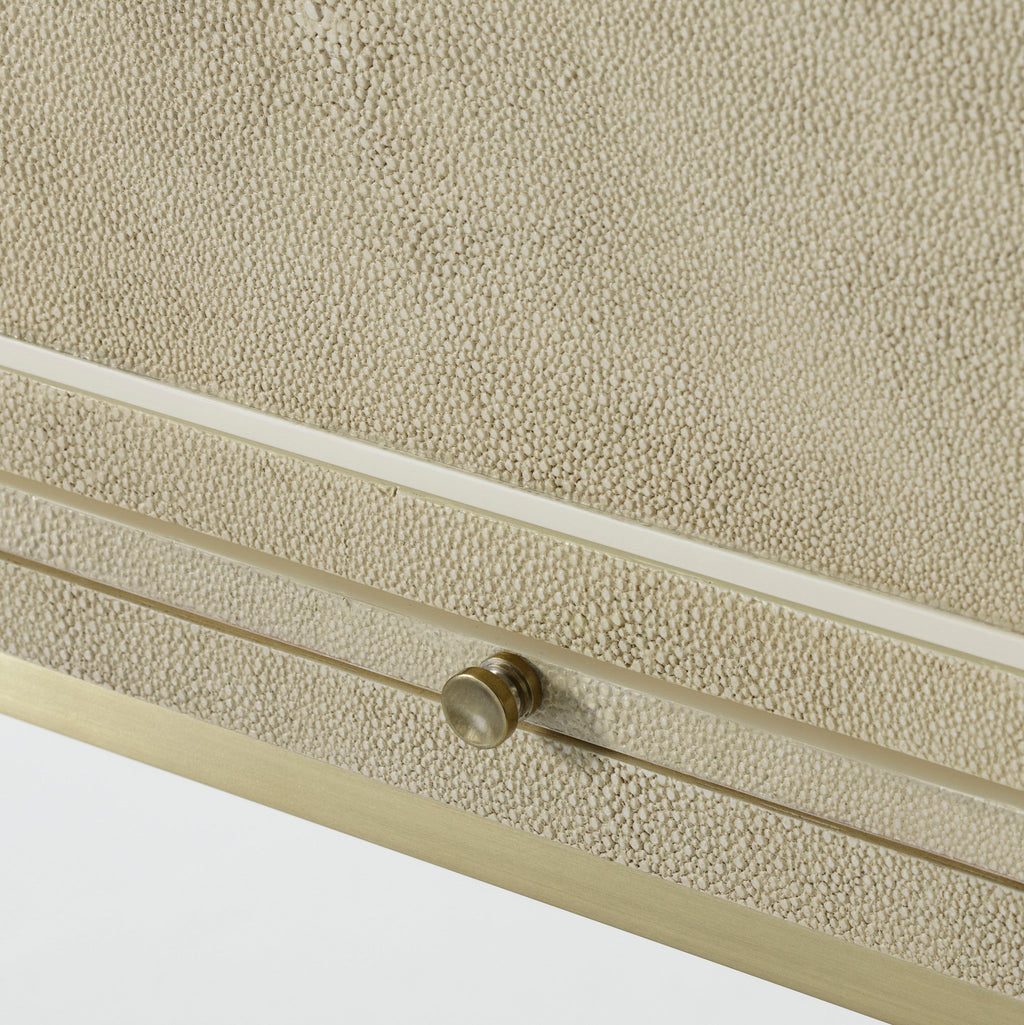 Ivory Faux Shagreen / Brushed Brass / With Light