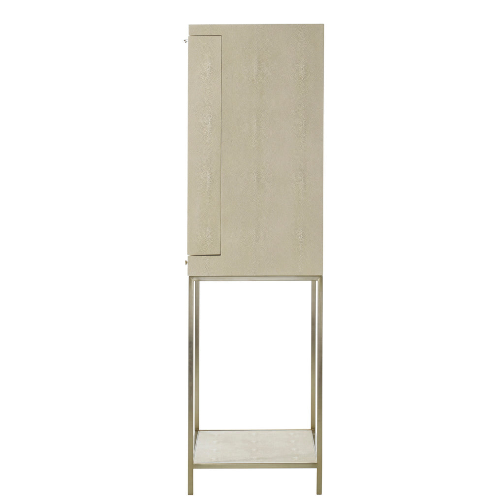Ivory Faux Shagreen / Brushed Brass / With Light