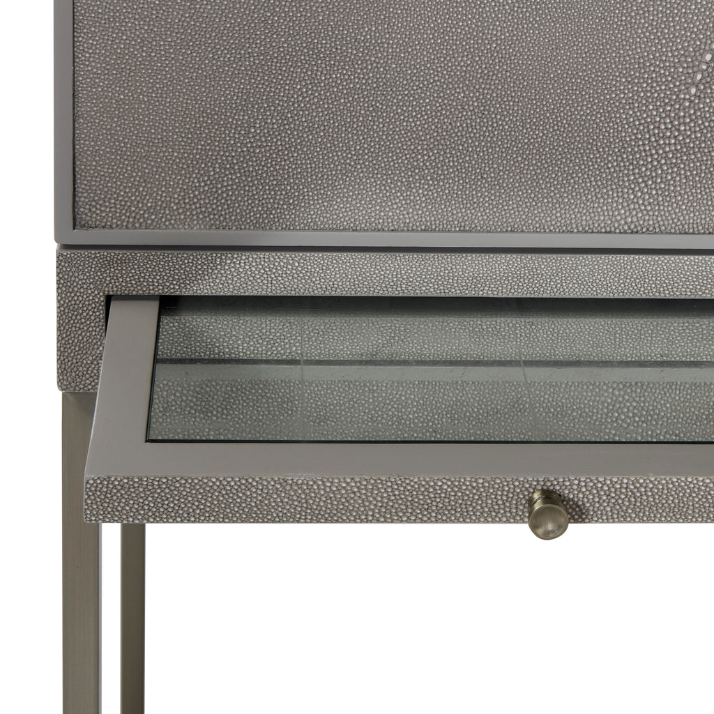 Fog Faux Shagreen / Brushed Pewter