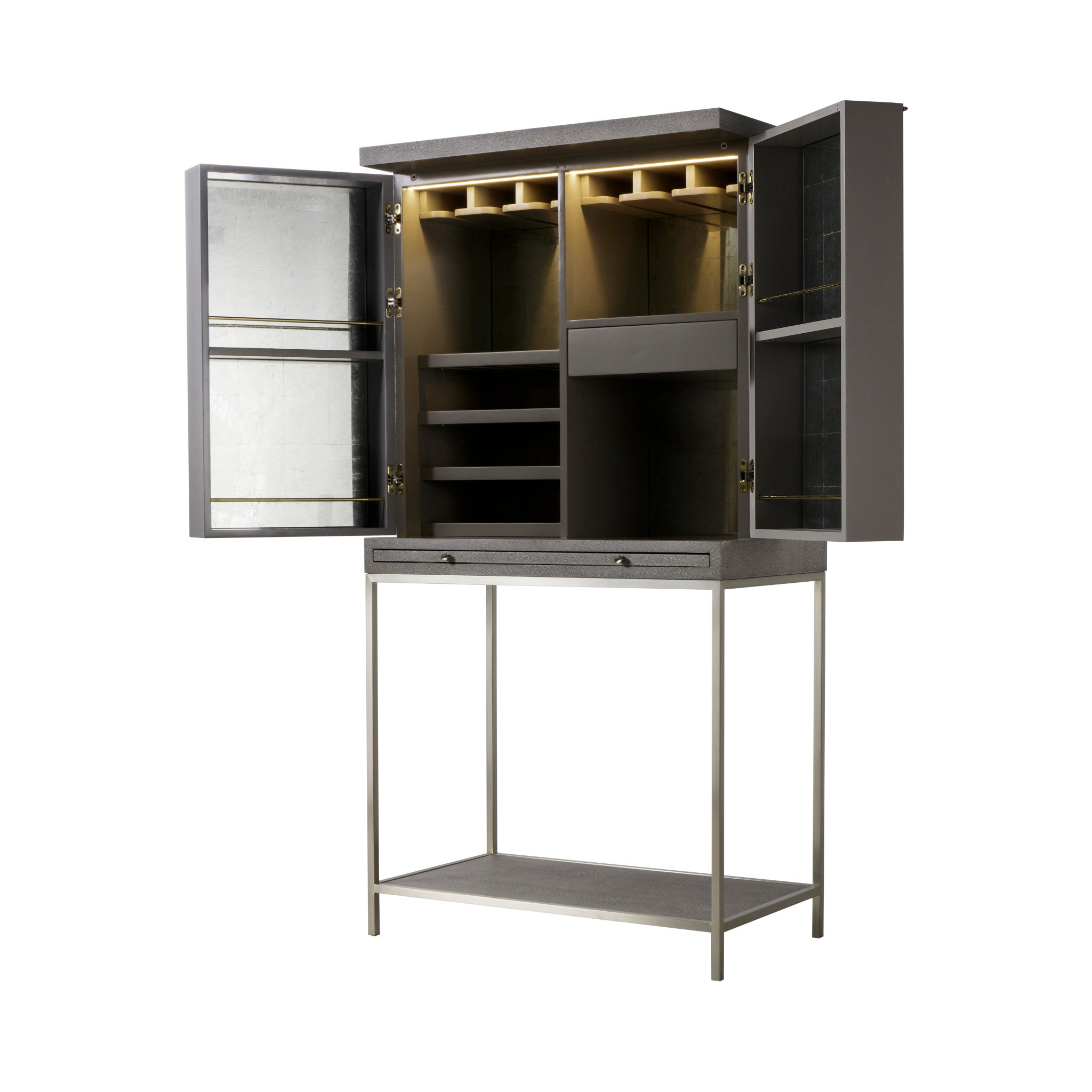 Fog Faux Shagreen / Brushed Pewter