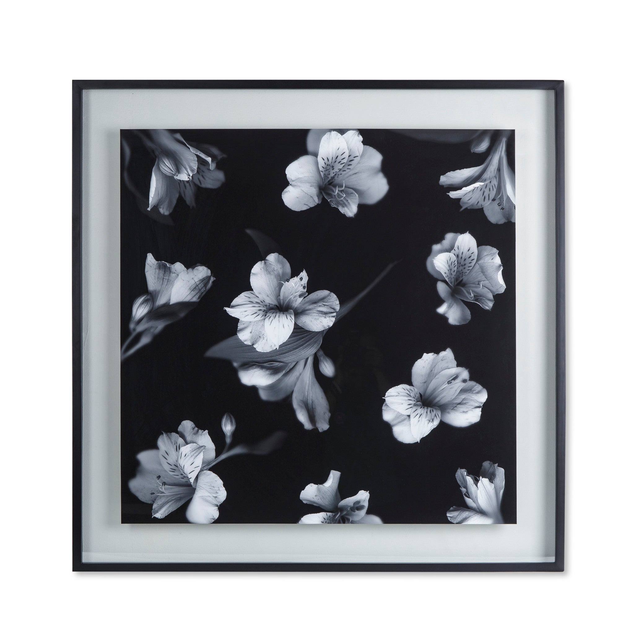 Black & White Flowers - Glass Float