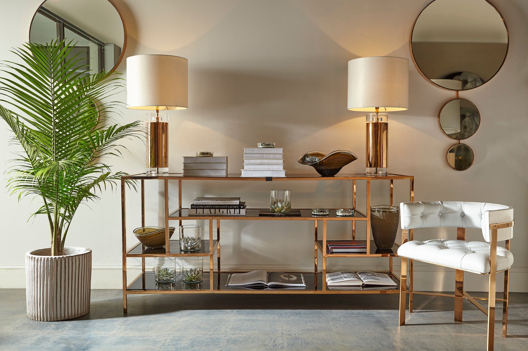 Fallon White / Mirrored Brass