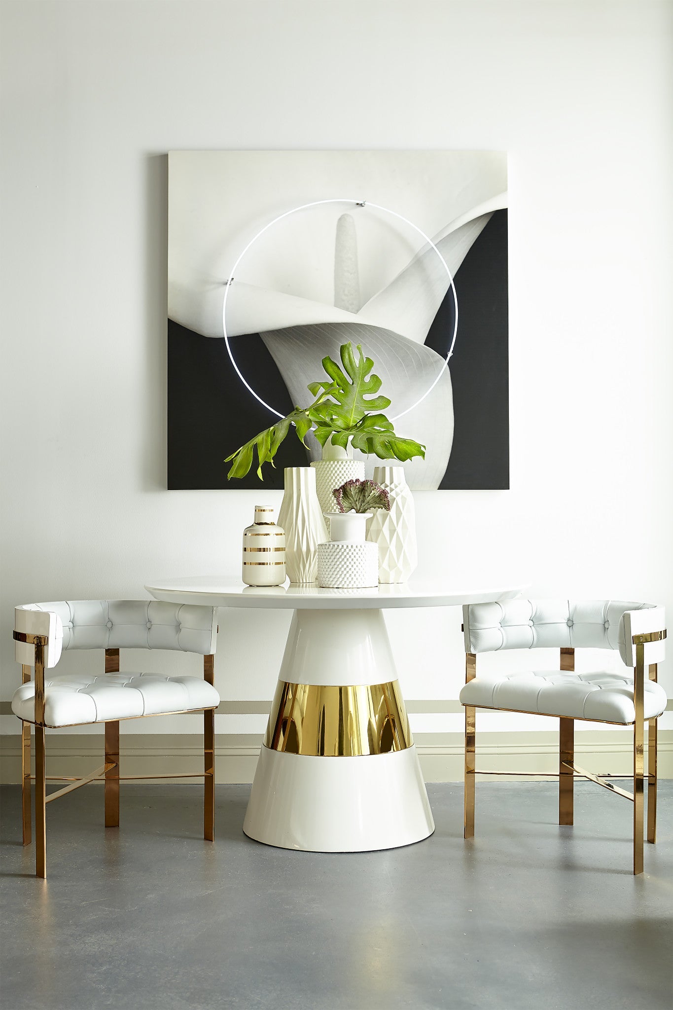 Fallon White / Mirrored Brass
