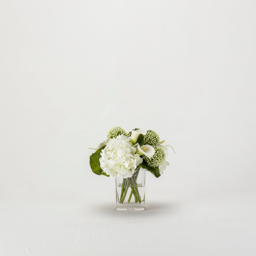 Mixed Calla Bouquet in Glass Rectangle