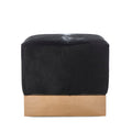 Morrison Ottoman - Square / Farrah Black Leather