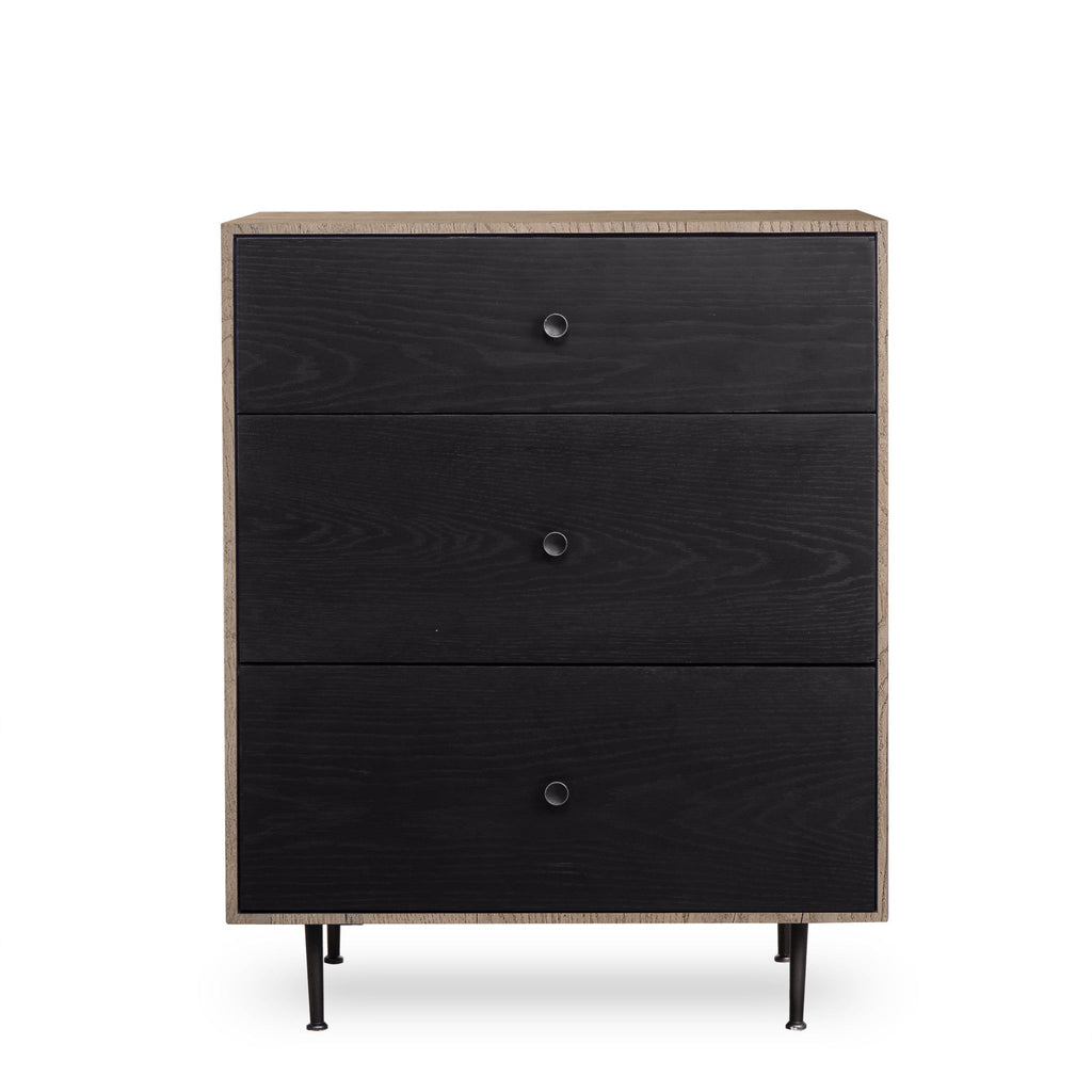 Matilda Nightstand - 3 Drawer / Black