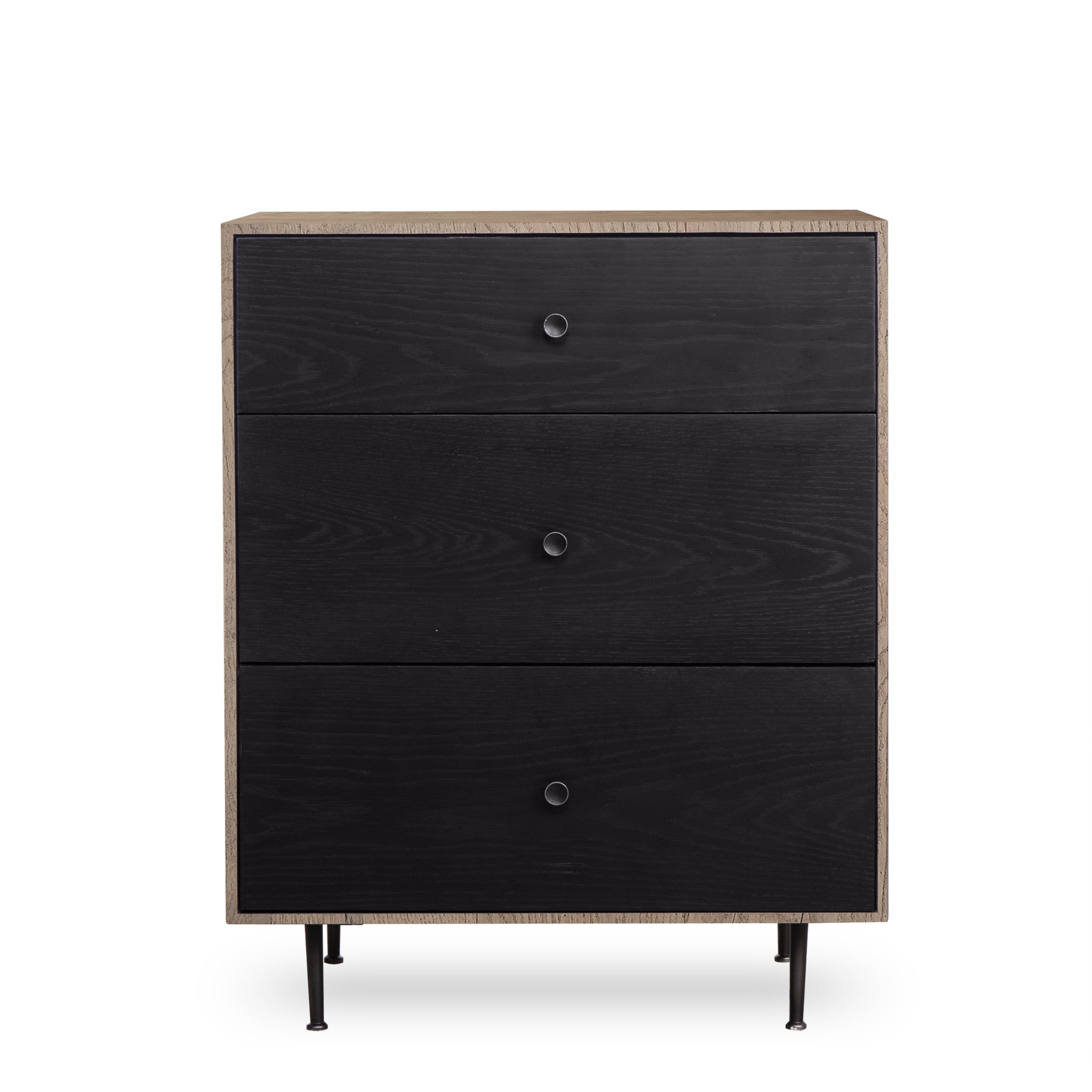 Matilda Nightstand - 3 Drawer / Black