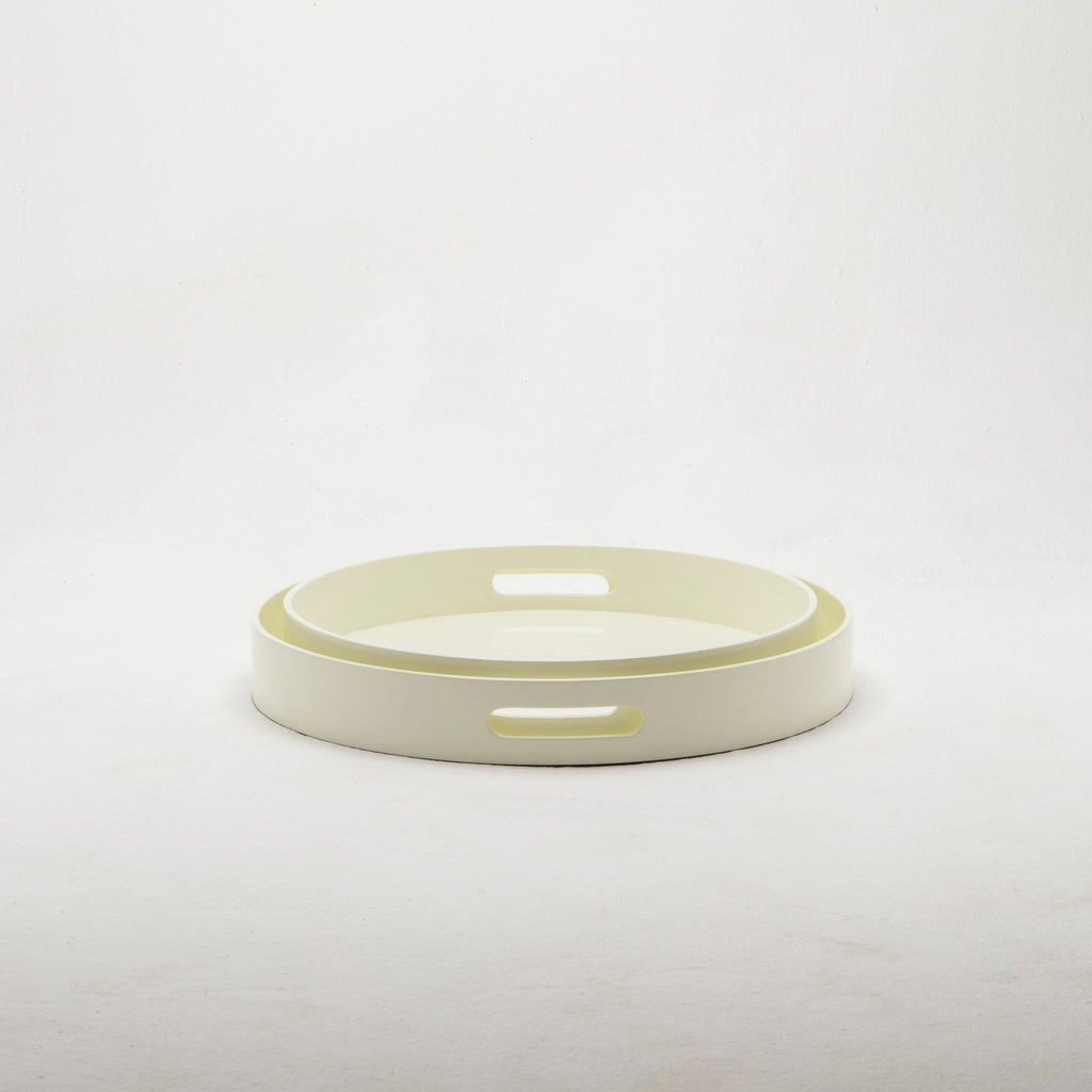Round Lacquer Tray - Cream