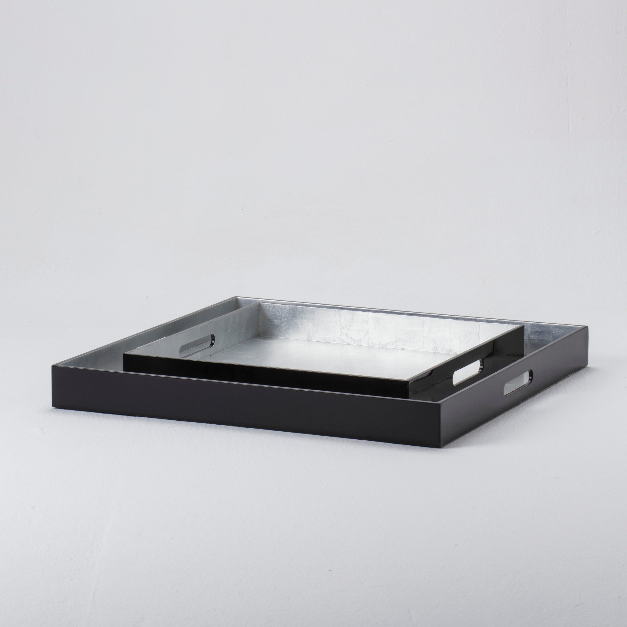 Lacquer Tray - Black with Silvery Inlay