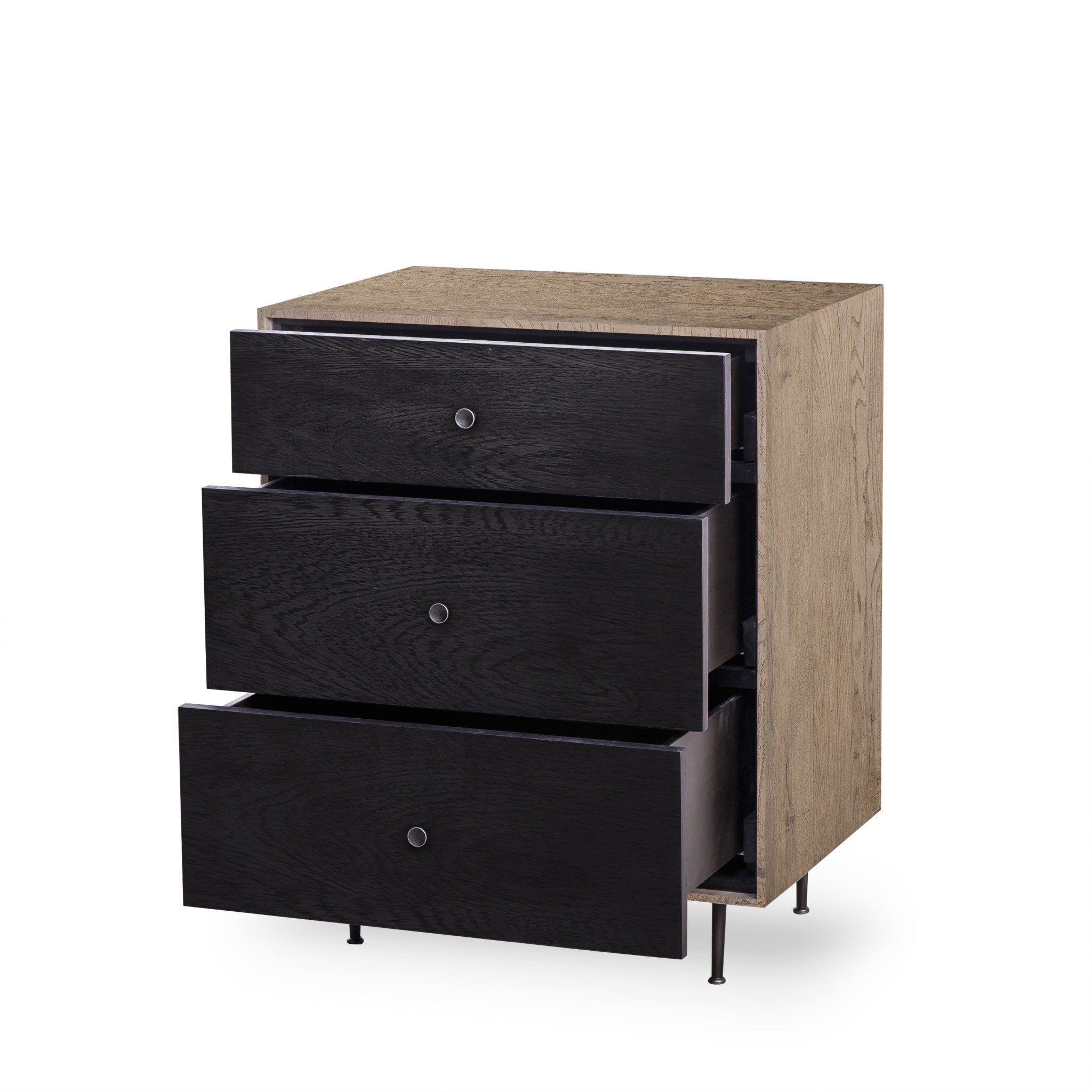 Matilda Nightstand - 3 Drawer / Black
