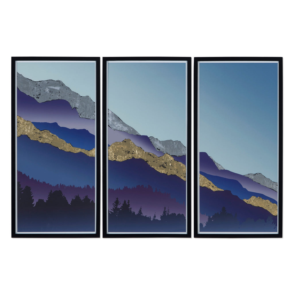 Gold & Silver Leaf Mountain Triptych