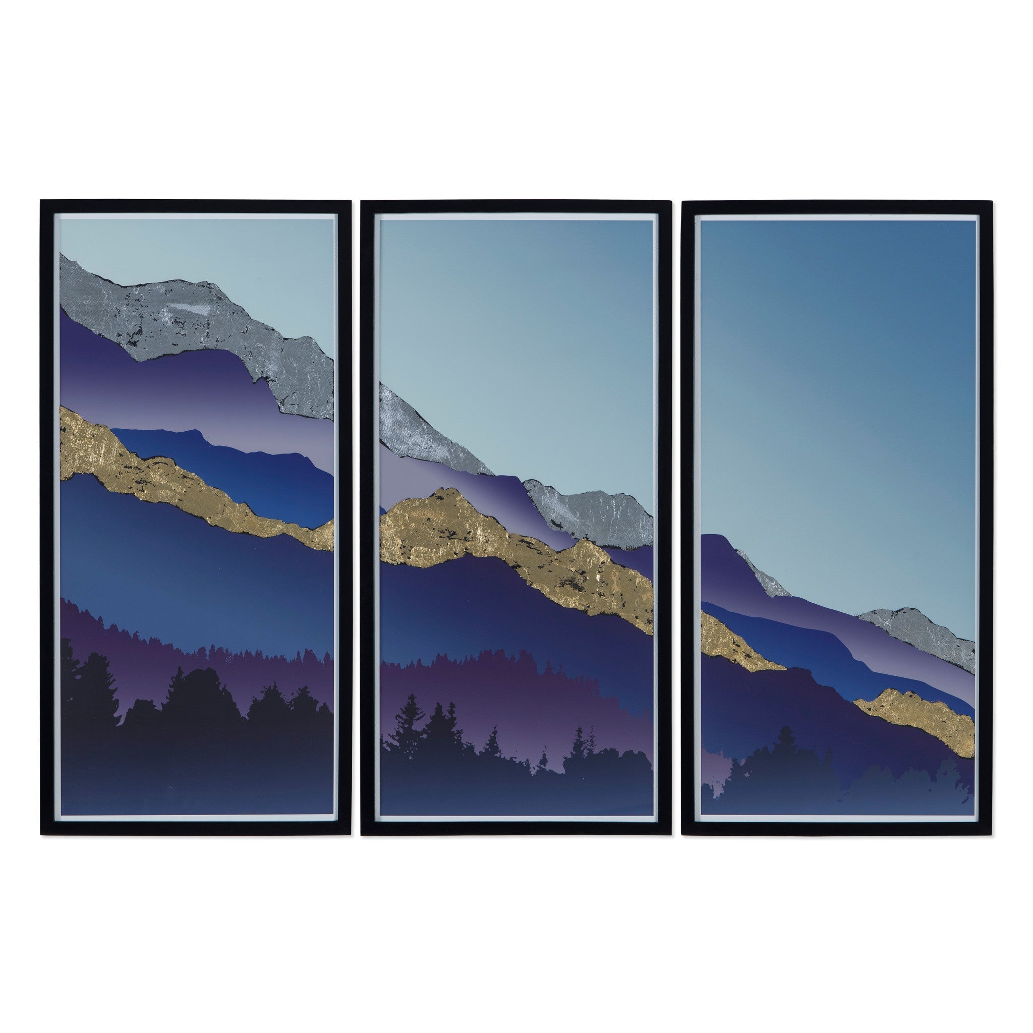 Gold & Silver Leaf Mountain Triptych